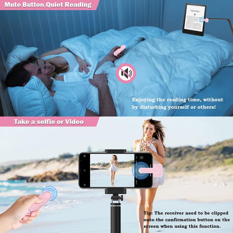 LANGREE Remote Page Turner for Kindle Paperwhite Oasis Kobo eReaders, Kindle Accessories, Page Turner Clicker for ipad Tablets Phone Reading Novels Taking Photos, Kindle Remote with Power Display Pink - Image 5